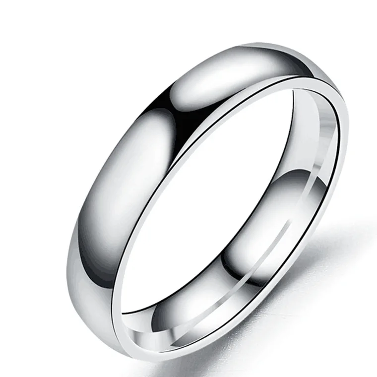 Простые 4 мм круглые гладкие кольца из титановой стали женское и мужское модное