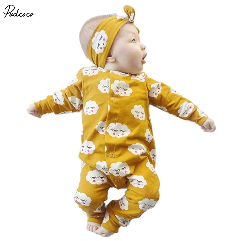 Комплект из 2 предметов для новорожденных мальчиков и девочек милый комбинезон с