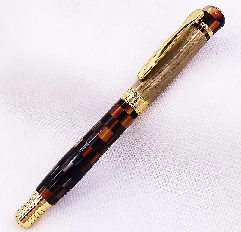 336 Brown Pen Kaigelu 316/336 мраморная целлюлоидная перьевая ручка, 22KGP Средний наконечник красивый Фантом черно-белый/синий/Borwn узор Подарочная ручка - Цвет: 336 Brown Pen