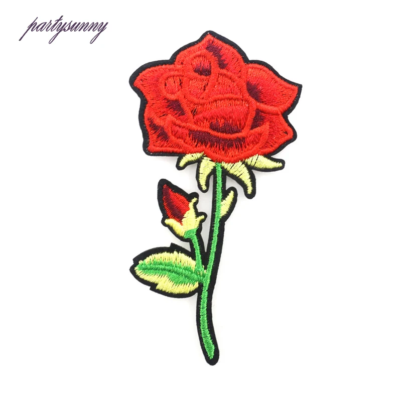 PF Роза Ткань Патчи Аппликация Вышивка Цветок Термо-наклейки для Куртка Железа на