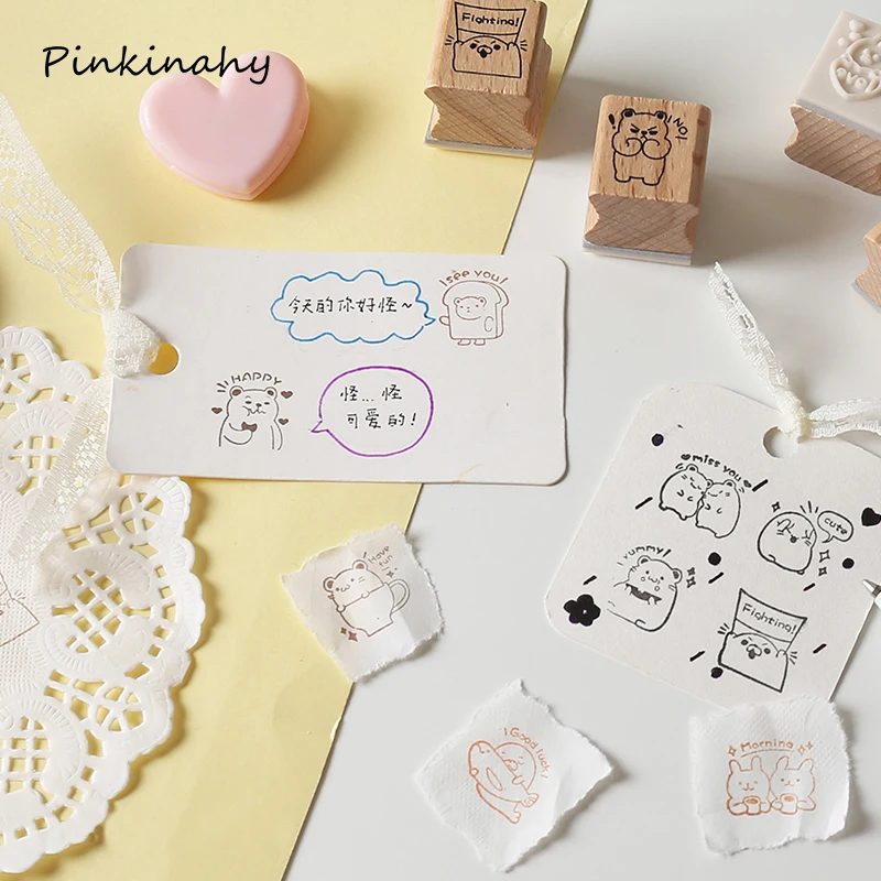 Винтажный ежедневник милые животные декоративная печать деревянные и резиновые