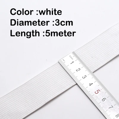 30mm 5meter white 5-10 м/мешок 20-60 мм нейлоновая плоская эластичная лента для шитья аксессуары Резиновая лента для шитья тесьма для одежды Нижнее белье Черный Белый - Цвет: 30mm 5meter white