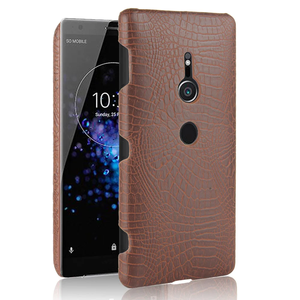 Чехол для Sony Xperia XZ2 с крокодиловым узором Жесткий из поликарбоната +