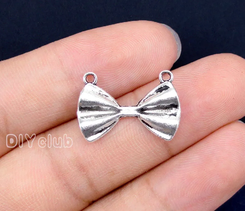 

80 шт-античное серебро 2-сторонний лук Разъем Подвески 21x14mm