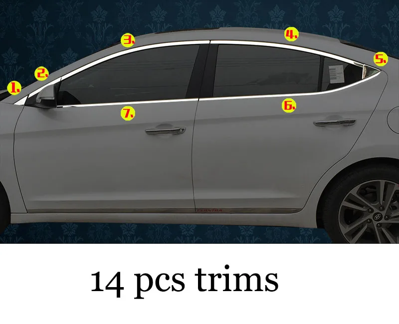 14 pcs trims Lsrtw2017 304 нержавеющая сталь окна автомобиля планки для Hyundai Elantra Hyundai Avante супер Elantra - Название цвета: 14 pcs trims