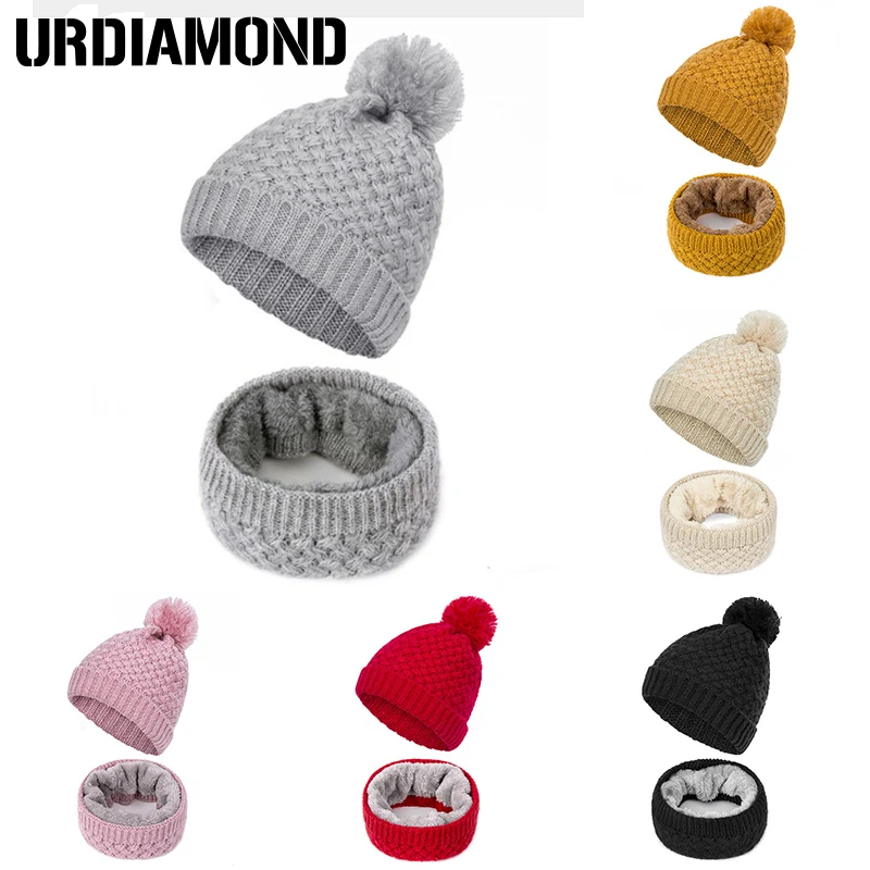 Зимняя шапка URDIAMOND 2020 шарф женская однотонная вязаная шапки плотные мягкие шарфы
