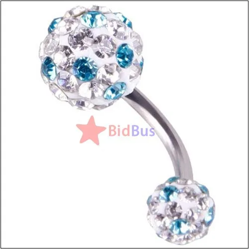 Bidbus Fast Pretty Crystal Rhinestone Ball Navel Belly Button Barbell Ring Body Piercing | Красота и здоровье