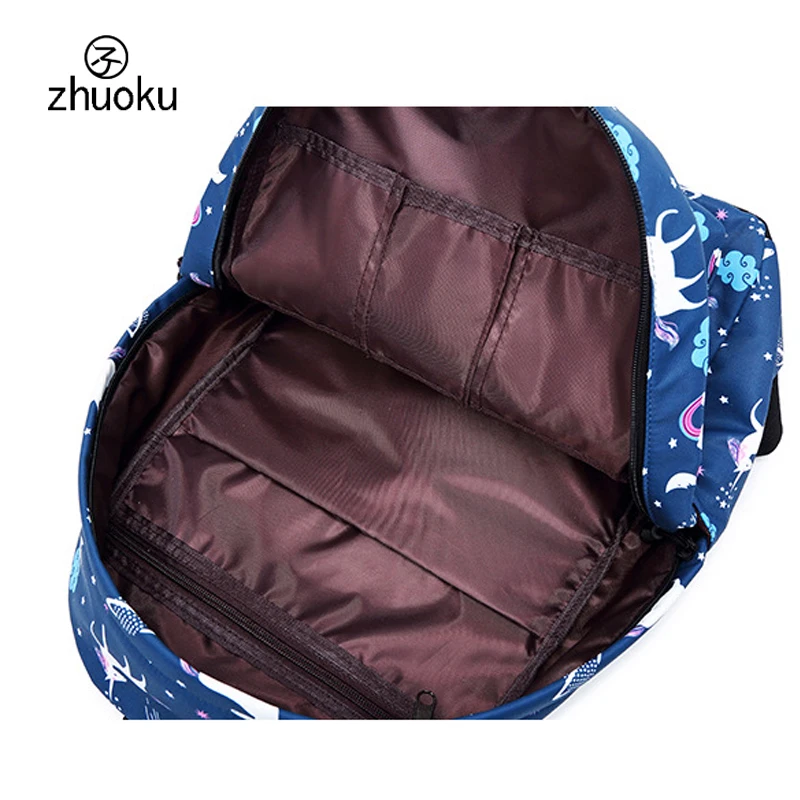 3 шт./компл. рюкзак с единорогом + маленькая сумка на плечо кошелек школьные сумки