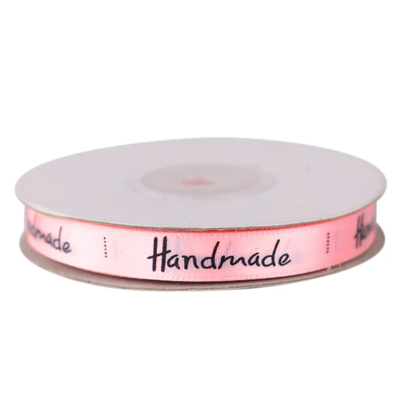 pink 3/8 ''(10 мм) 25 ярдов полиэфирная лента ручной работы с принтом для рукоделия, свадебной вечеринки, украшения, аксессуары для упаковки подарков - Цвет: pink