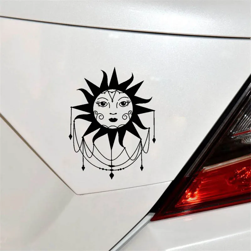 

YJZT 12.1CM*15.6CM Unusually Cool Delicate Tribal Sun Beautiful Vinyl Decal Cute Car Sticker Black/Silver C19-1293