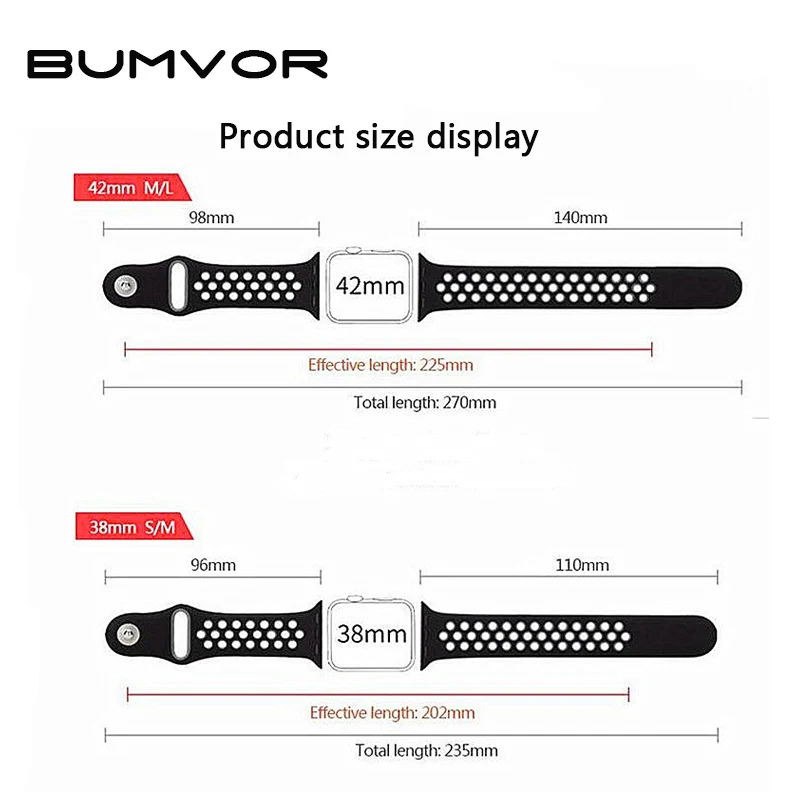 BUMVOR пару наручных часов для Apple watch, версии 40/44 мм, 38 мм, 42 мм, версия силиконовый ремешок для наручных часов iWatch, 5/4/3/2/1 спортивный ремешок официальный водонепроницаемый+ коробка