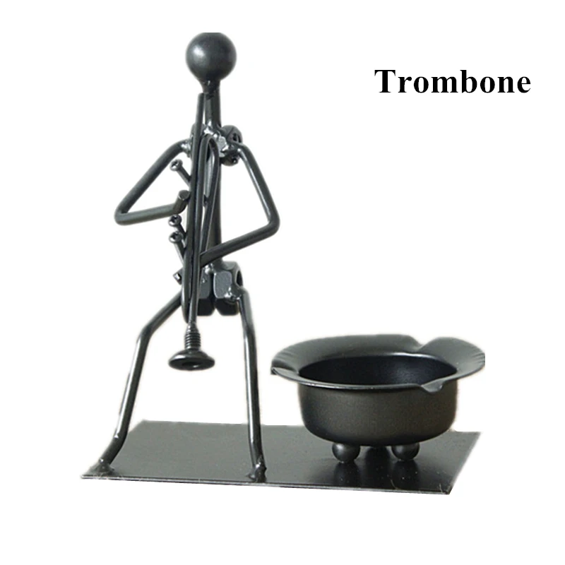 Trombone VILEAD 5,3 ''железная музыкальная группа Статуэтка металлическая Музыкальная статуэтка миниатюрная необычная железная модель музыкальный плеер пепельница ремесла домашний декор - Цвет: Trombone