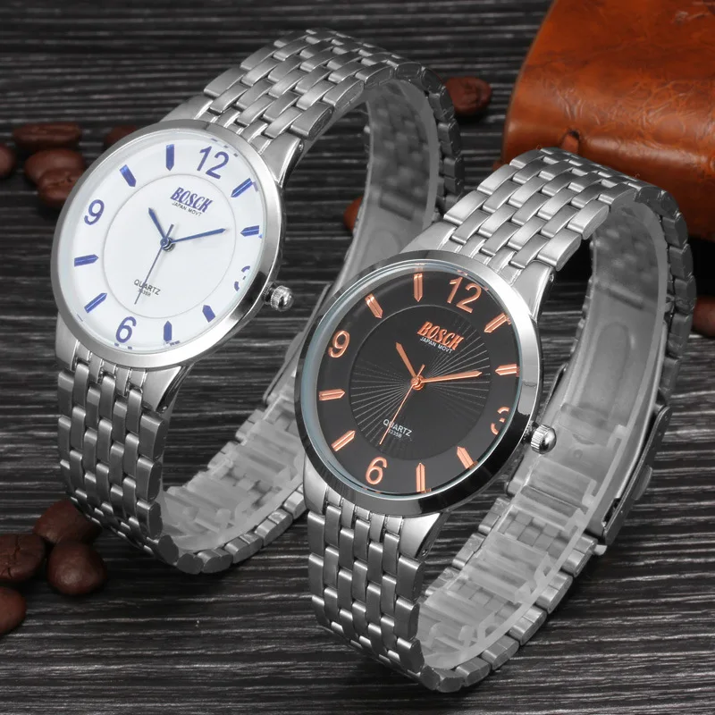 BOSCK простые мужские часы минимализм ультра-тонкий циферблат нержавеющая сталь
