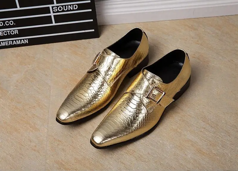 Туфли мужские под змеиную кожу натуральная кожа пряжка вечерняя Обувь для