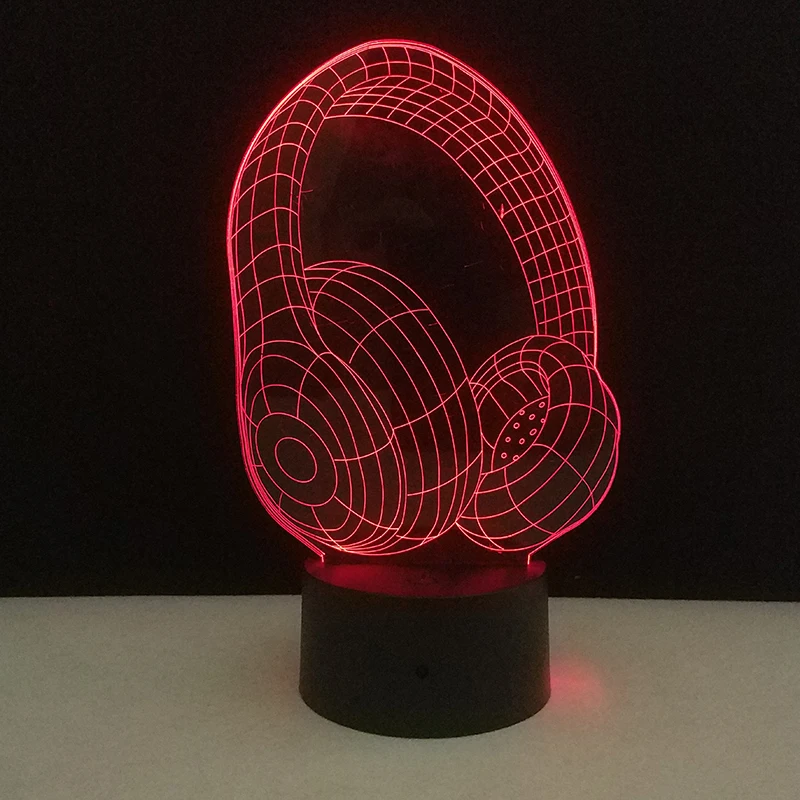 3D гарнитура Ночной светильник светодиодный DJ наушники студийный музыкальный монитор светильник в виде наушников домашний Спальня украшение сенсорный спальный ночной Светильник