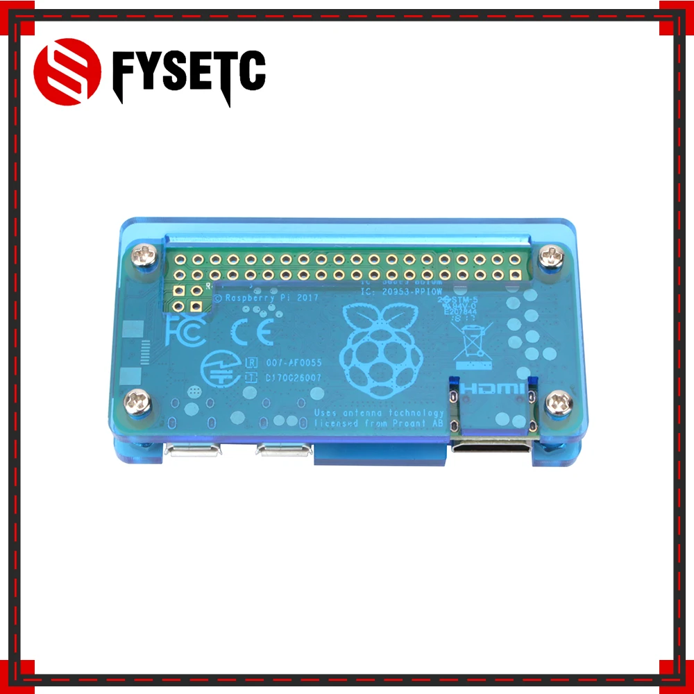 Чехол для Raspberry Pi Zero W акриловый чехол + черный алюминиевый теплоотвод в синей