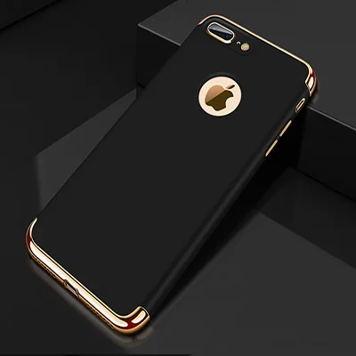 Black Роскошный 360 чехол для телефона с полным покрытием для iphone 6 6s 7 8 5 5S SE X XS Max XR PC матовый Жесткий Чехол для iphone 7 Plus чехол - Цвет: Black