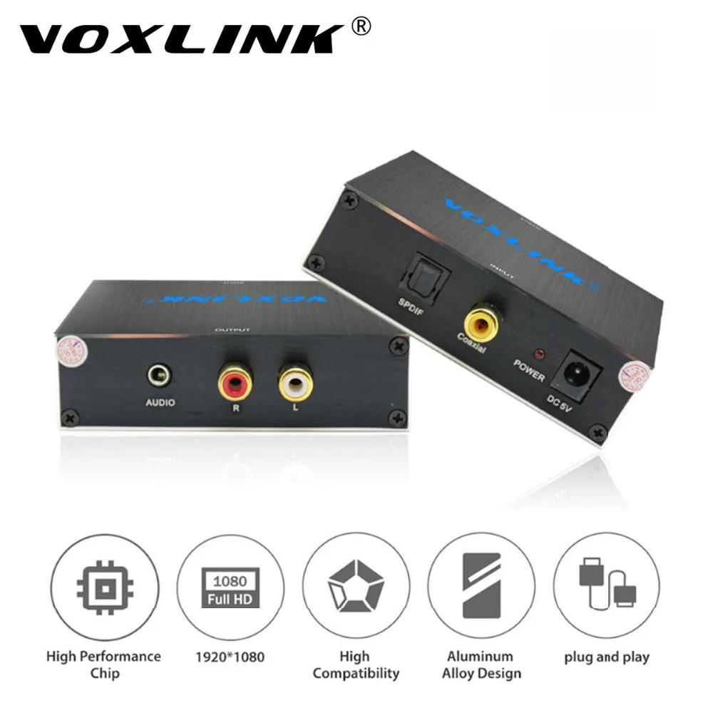 Voxlink цифровой коаксиальный SPDIF Toslink в аналоговый стерео аудио R/L конвертер с 3.5 мм