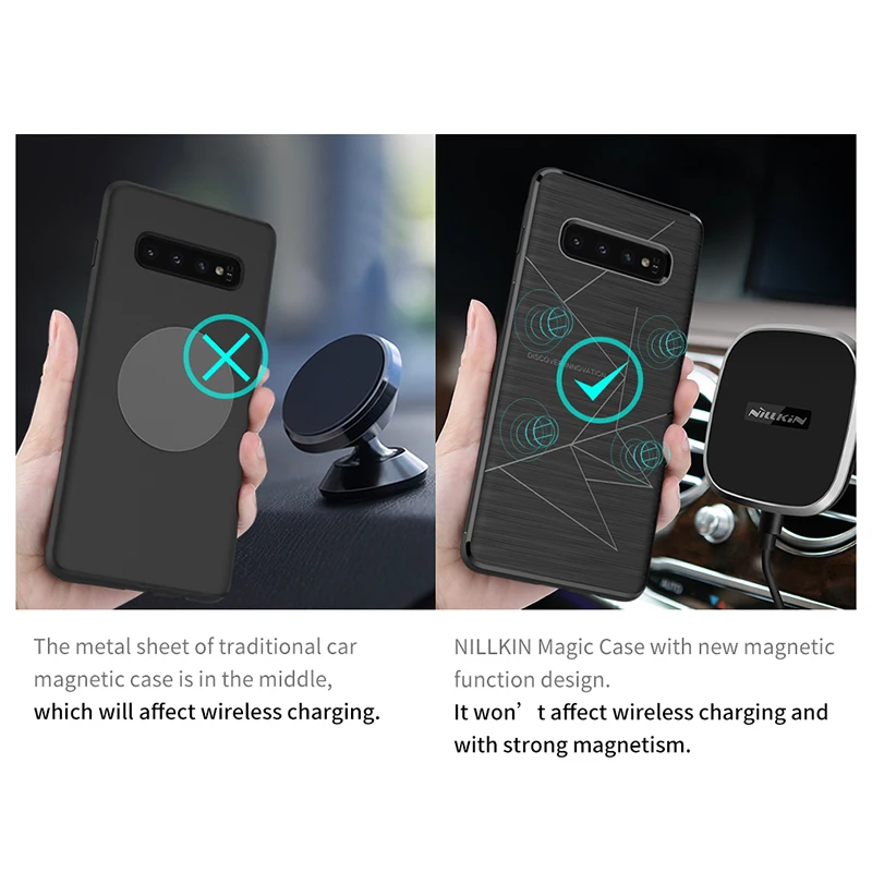 NILLKIN Магнитный Qi беспроводной зарядный приемник чехол для Samsung Galaxy S10 6 1 Для Plus