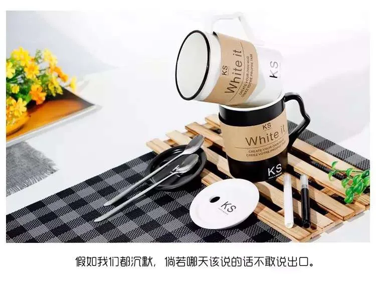 Бесплатная доставка черно белая кружка чашка сообщение бытовые пару чашек кофе