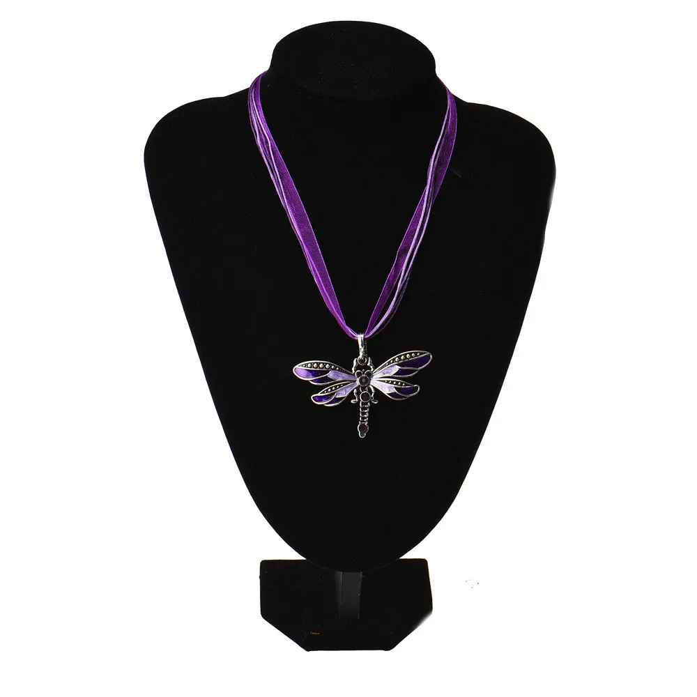 2018 новый горячий женский ретро горный хрусталь ожерелье стрекоза кулон длинные