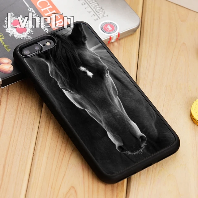Чехол для телефона LvheCn с изображением черной лошади животного iPhone 5 6 s 7 8 plus 11 12 Pro X