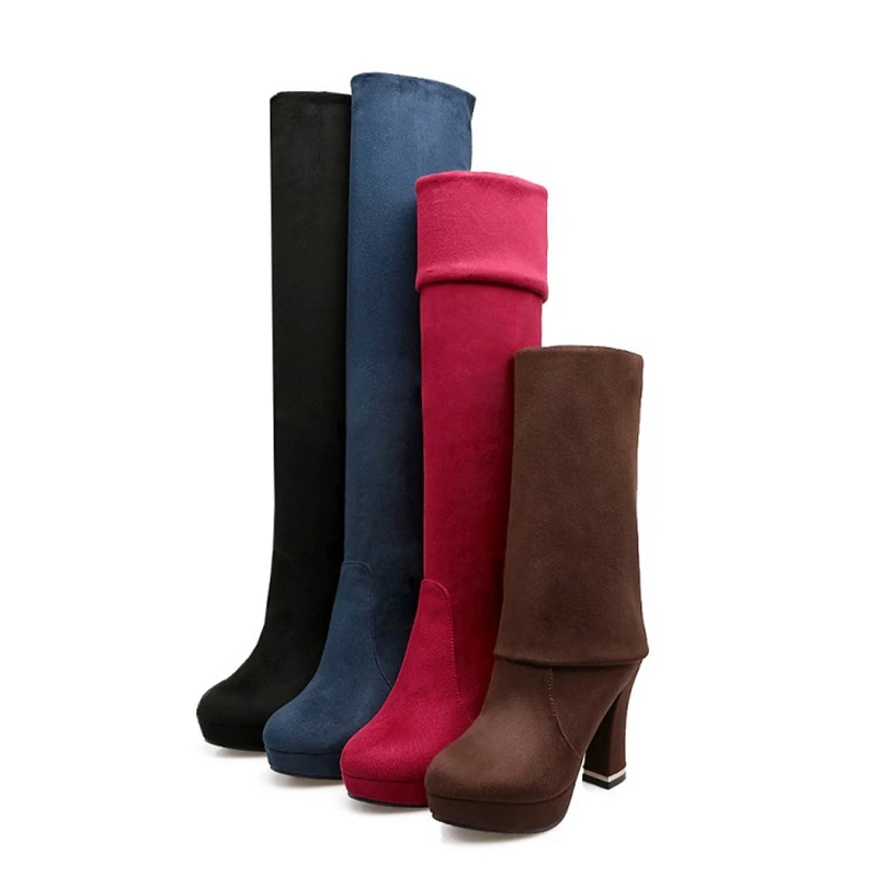 Большие размеры 31 48 женские сапоги выше колена пикантные высокие на высоком