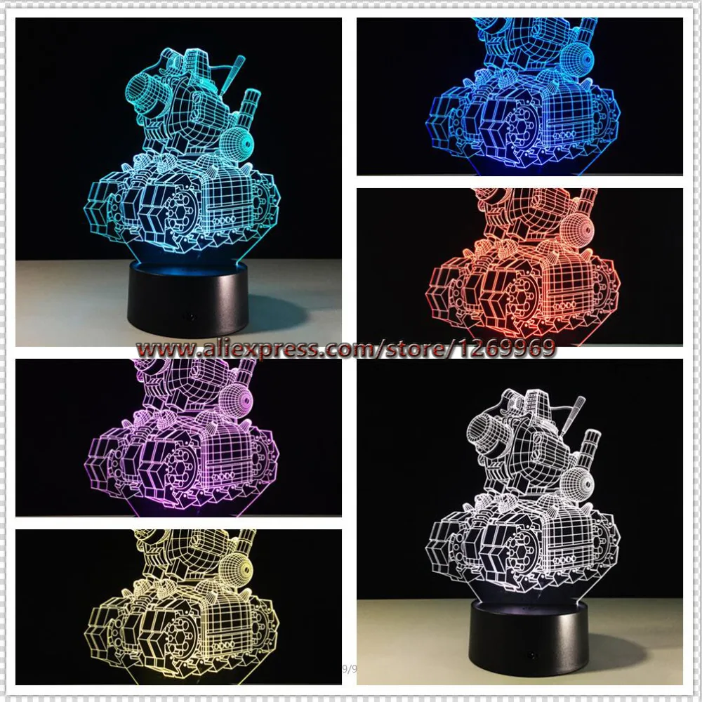 Бесплатная доставка 3D машина бак Lampara LED ночник лампа мультфильм новинка 7 видов
