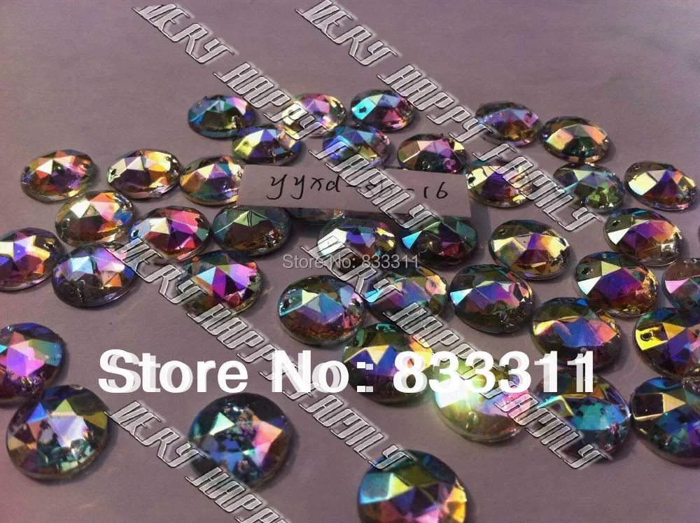 ^_^ Круглые 150 шт 16 мм акриловые кристаллические ослепительные AB-цветной горный