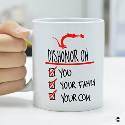 Забавная кружка для кофе фарфоровая чайная чашка с ручкой Dishonor On You Your Family Cow