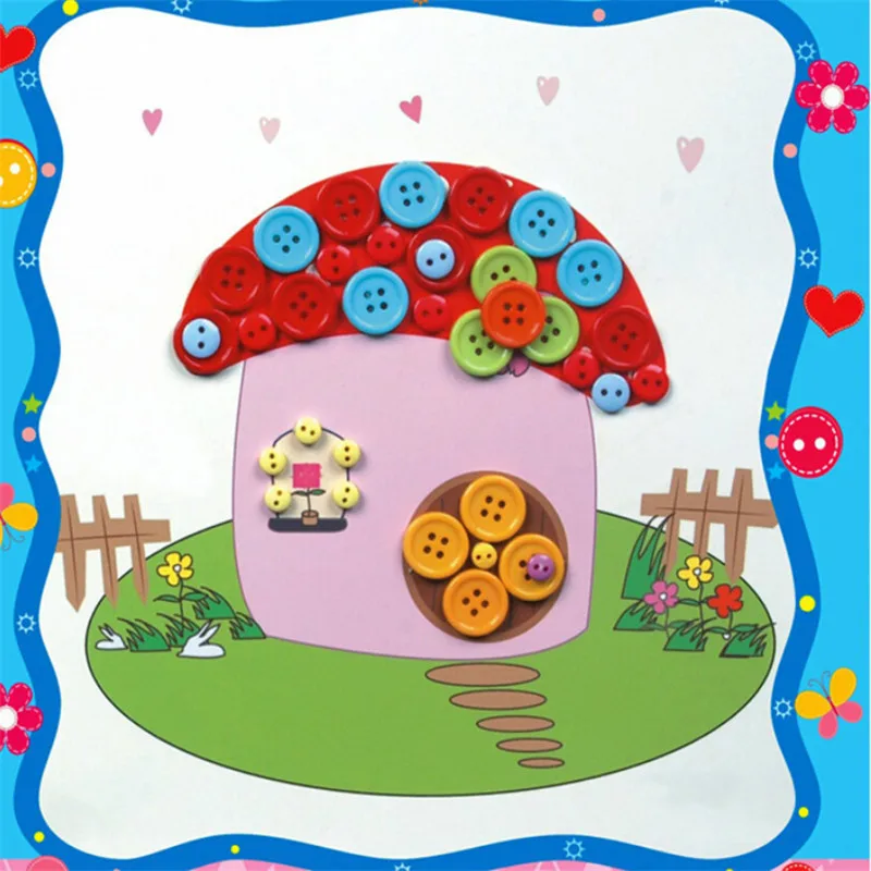 

5pcs/set fashion cartoon button sticker puzzles toys 2017 hot selling children's diy Stereo jigsaw puzzle toys