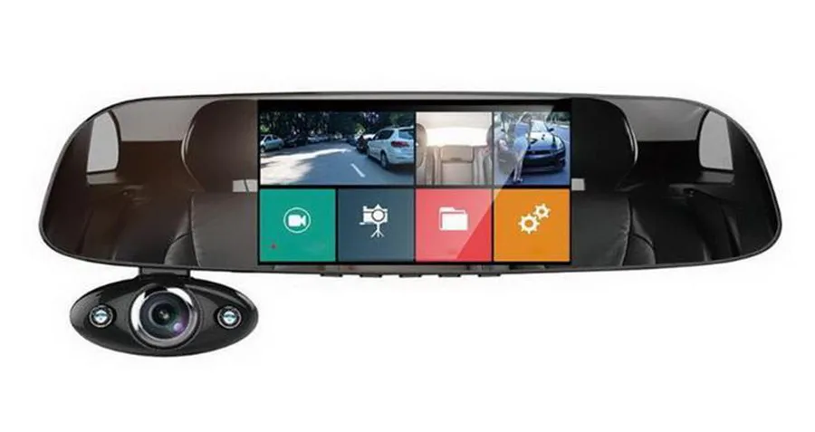 Автомобильная Dash Двойная камера " 1080 P FHD Автомобильный видеорегистратор сенсорная камера в зеркале заднего вида g-сенсор рекордер ночного видения двойной объектив Dash Cam B33