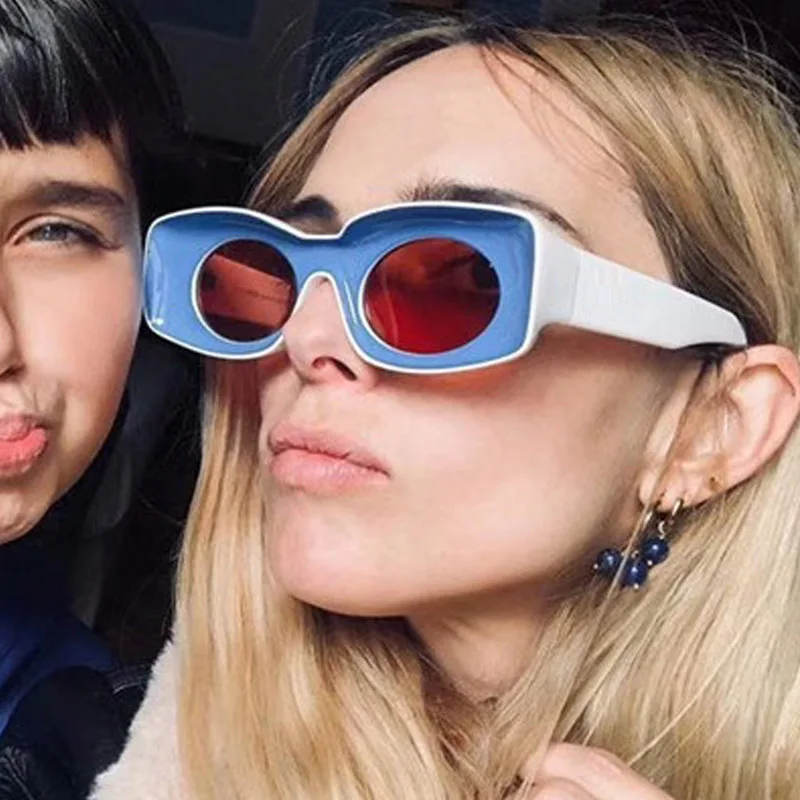 Unisex Candy Color Rectangle Sunglasses For Women Men Luxury Brand Hip Hop Sun Glasses For Male Trend Catwalk Glasses Women