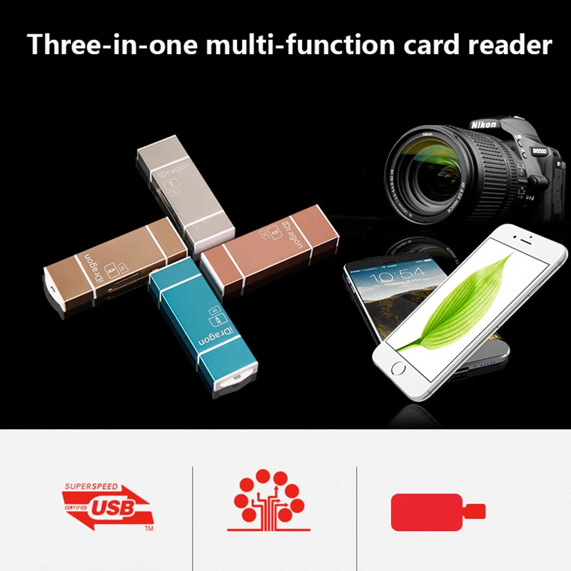 Vmonv MicroSD SD TF USB2.0 MicroUSB Lightning Flash Универсальный OTG Устройство для чтения карт памяти