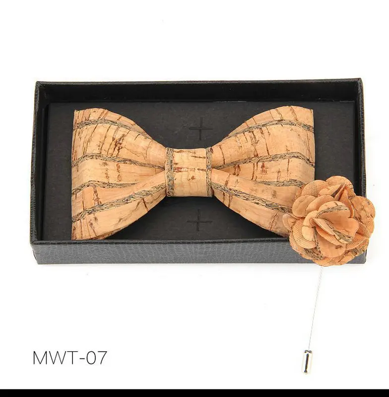 Bowtie Set Новинка мужской мальчик Пробка Деревянный Банкетный броши на булавке галстук-бабочка набор ручной работы Свадебная вечеринка деревянный галстук бабочка костюм галстук бабочка галстук - Цвет: Bowtie Set