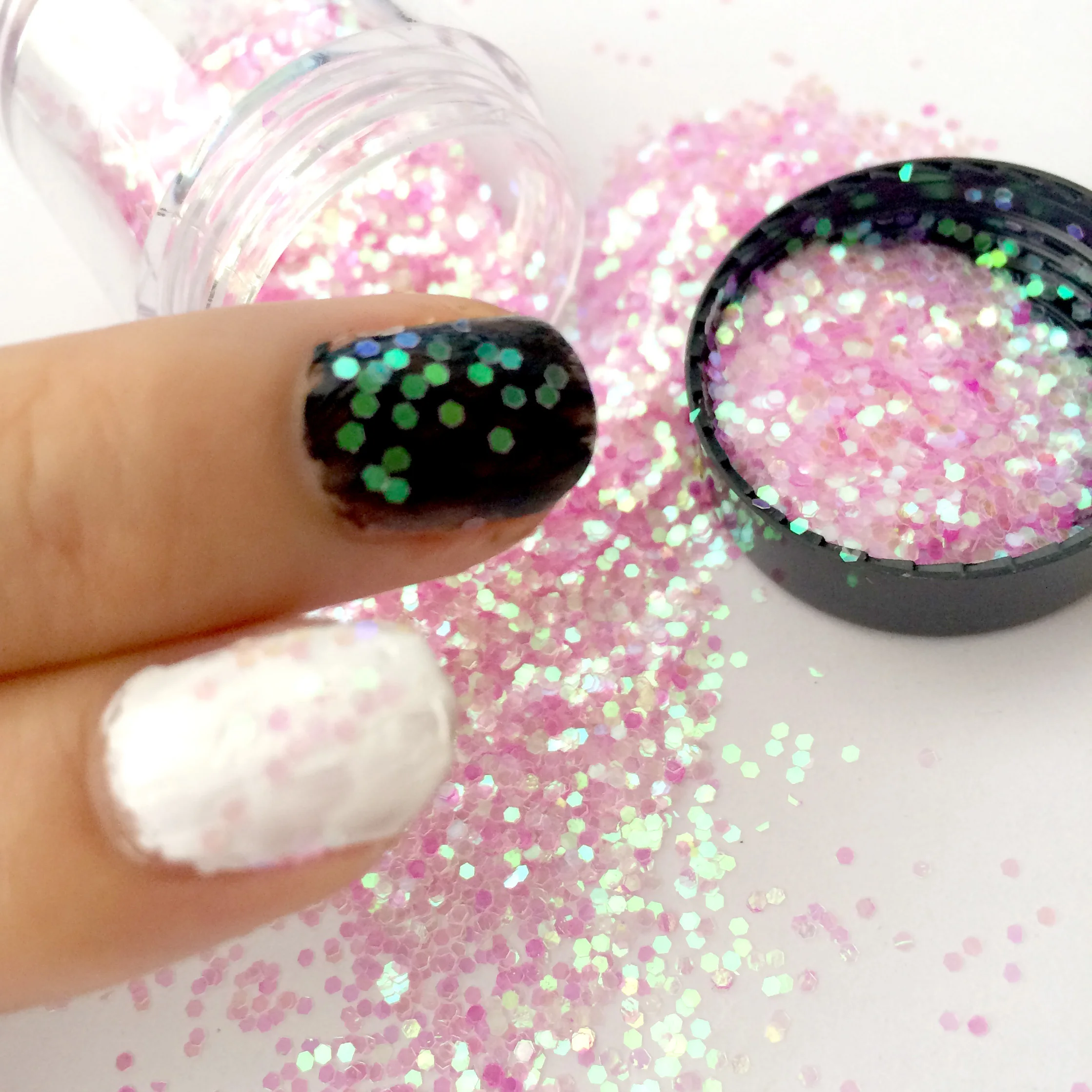 Блестящий розовый Радужный цветной многоцветный лак для ногтей УФ гель