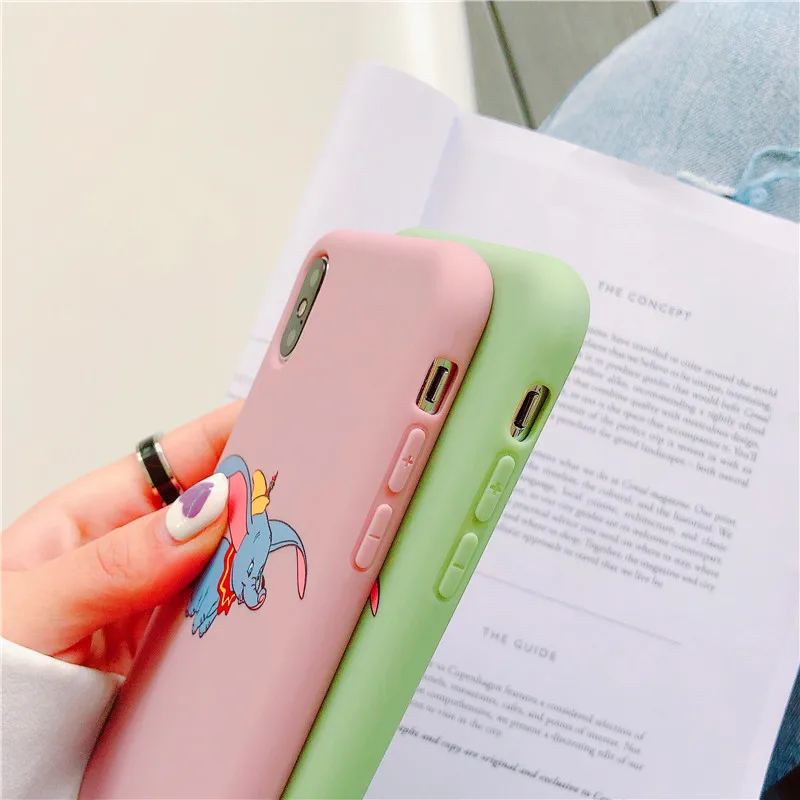 Супер милый мультфильм Dumbo натуральный цвет мягкий чехол зеленый розовый для