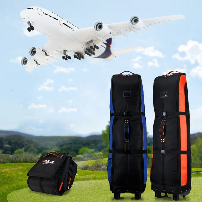 

Pgm Golf Aviation Bag Double Thicken Nylon Large Capacity Golf Travel Bags With Pulley Durable Foldable Airplane Bag Cover D0065