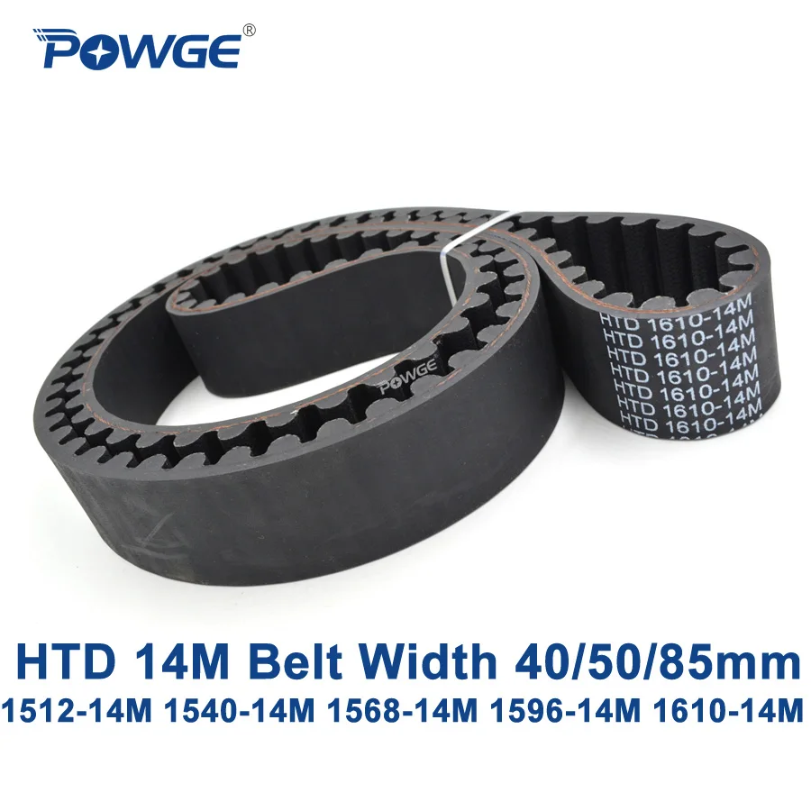 POWGE HTD 14 м Синхронный ремень C = 1512/1540/1568/1596/1610 ширина 40/50/85 мм зубов 108 110 112 114 115 HTD14M 1512-14 м 1610-14 м