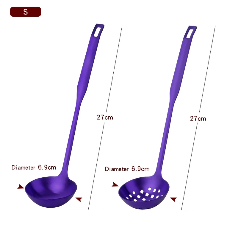 Purple-S 2 шт./компл. половник ложка из нержавеющей стали набор дуршлагов длинная емкость с ручкой ложка скиммер кухонные инструменты - Цвет: Purple-S