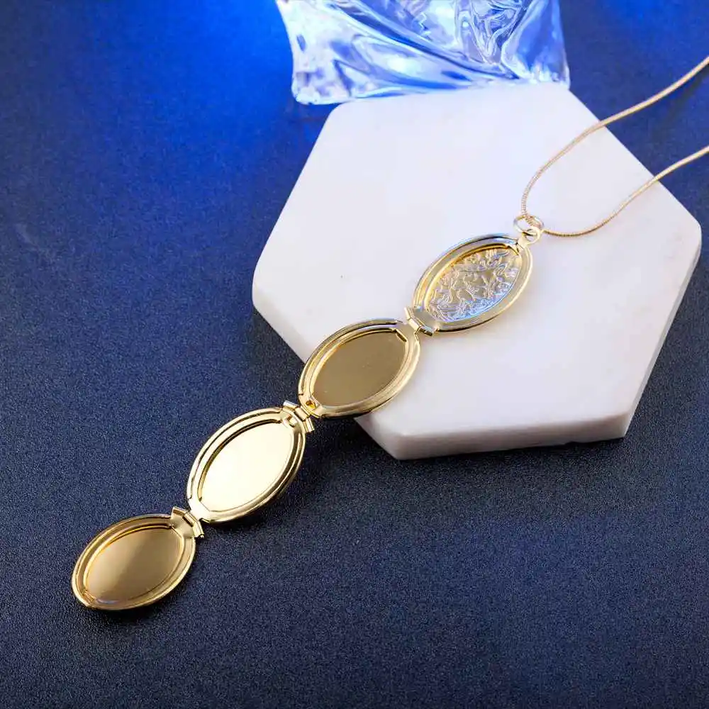 Цветок и голубь выгравированы Винтаж семья фото медальон кулон ожерелье