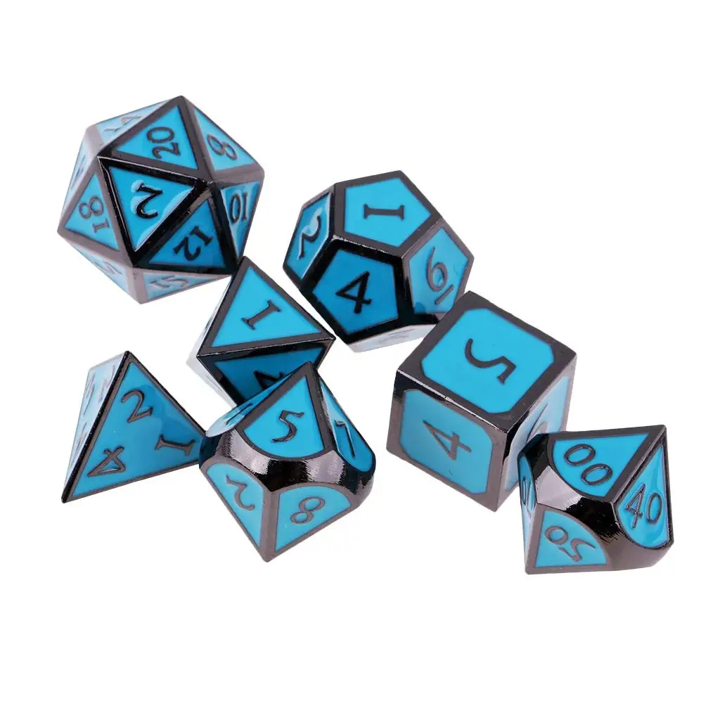 7 шт многогранные кости 16 мм сплав D D20 D12 D10 D8 D6 D4 кубики для подземелий и драконов DND