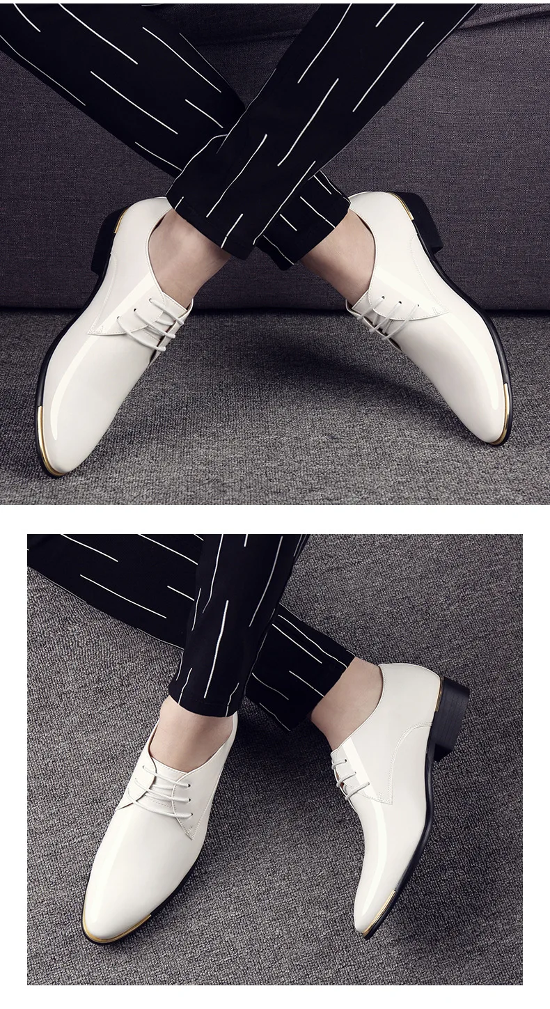 NPEZKGC/Новинка года; Мужская качественная обувь из лакированной кожи; Zapatos de hombre; размеры 38-47; черные кожаные мягкие Мужские модельные туфли