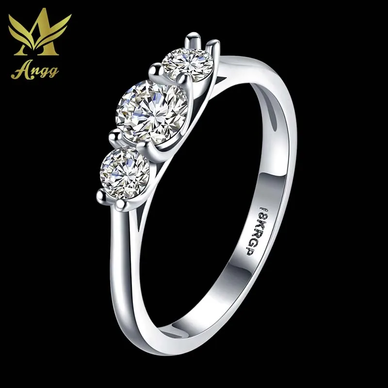 Angg Мода кольцо фианит свадьбу Обручение Jewelry Кольцо Обручальные кольца Круглый