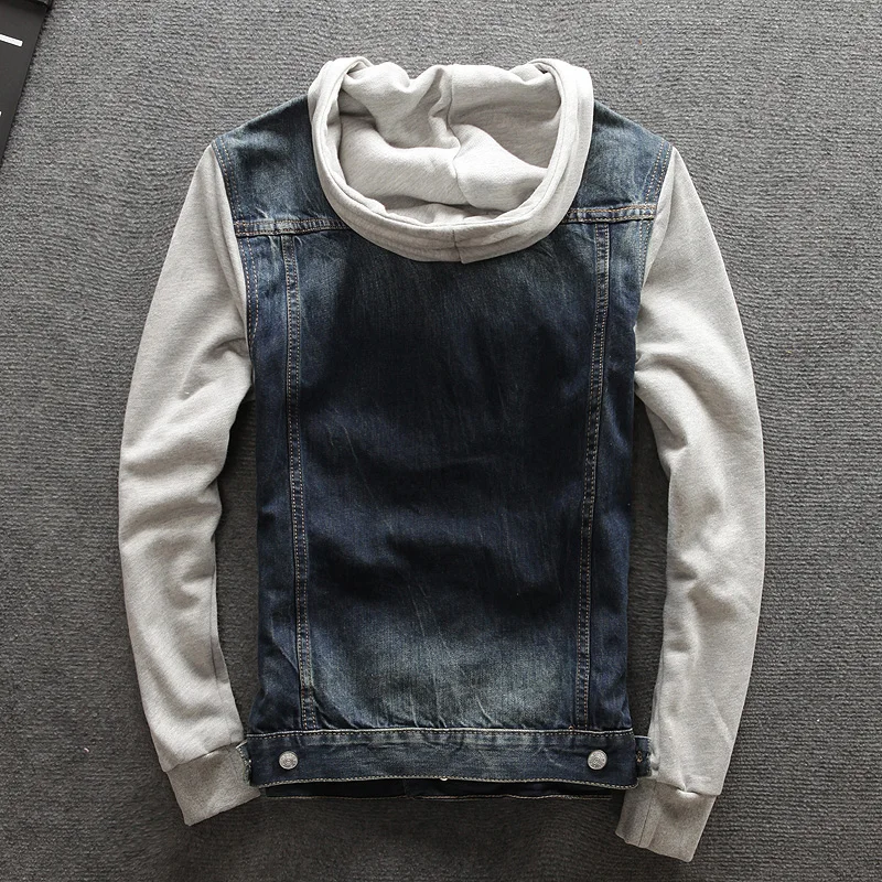 Мужская джинсовая куртка с капюшоном на весну-осень 2017 | одежда