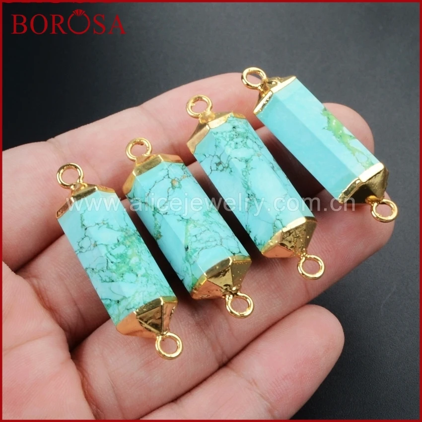 BOROSA шестигранник синий How-lilte камень Шарм Разъемы кулон Howlite Druzy Кулон DIY ювелирных изделий драгоценные камни для женщин WX053 (art.: 7a64b2b8f) - 7a64b2b8f