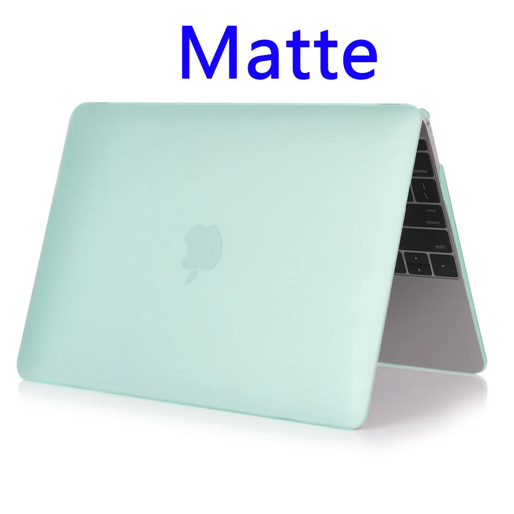Matte green Матовый чехол для ноутбука Apple Macbook Air Pro retina 11, 12, 13, 15, сумки для Mac book New Pro 13,3, 15,4 дюймов, сенсорная панель, чехол для клавиатуры - Цвет: Matte green