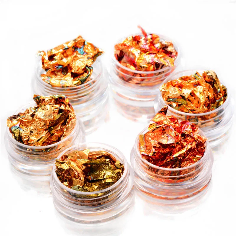 Четыре лилии 1 коробка золотые наклейки для ногтей Блестящие Блестки