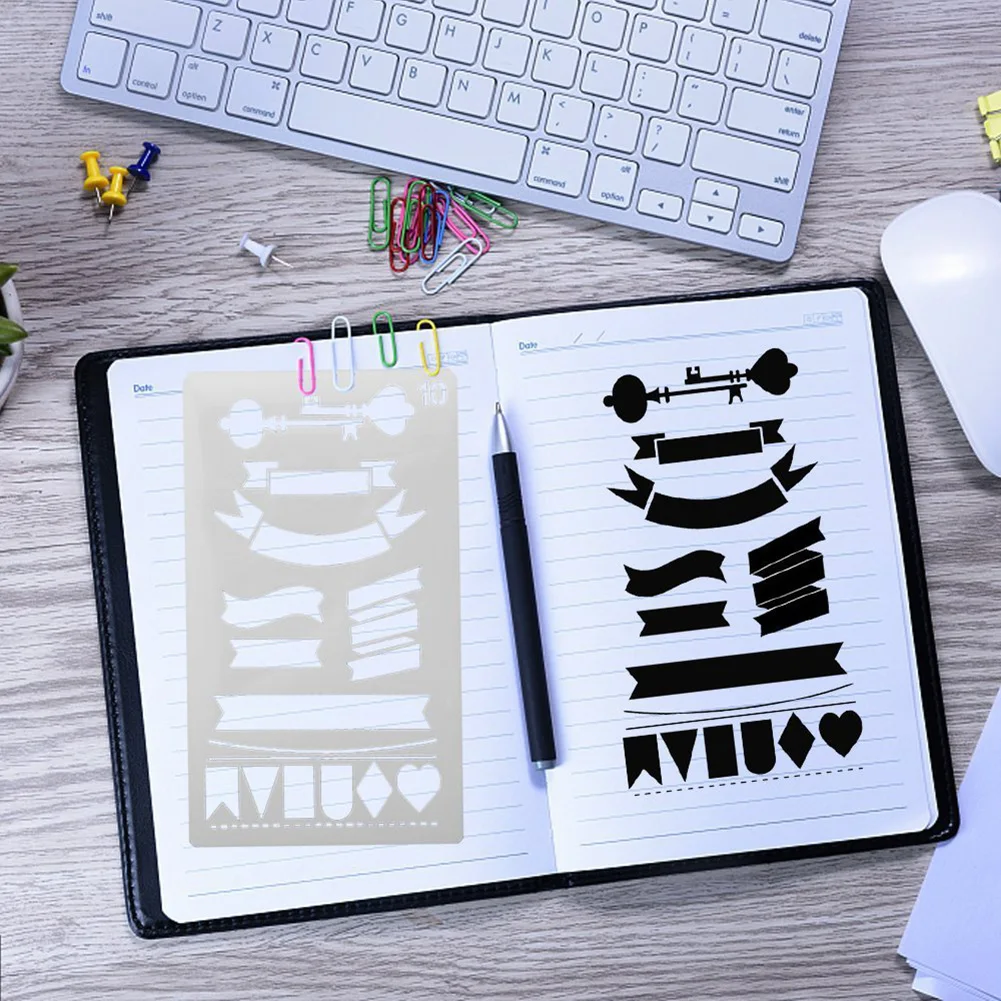 20pcs Stationery DIY Plastic Art Drawing Template Journal Stencils Hollowed Notebook Planner Craft Notepad Scrapbook For Diary | Дом и сад