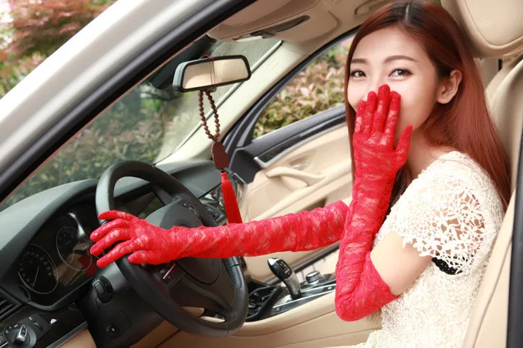 Горячая Распродажа кружевные свадебные перчатки с пальцами 2018 Длинные Цветочные